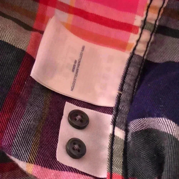 Lands End pullover plaid long sleeve cotton shirt. Size 14 - Picture 8 of 10